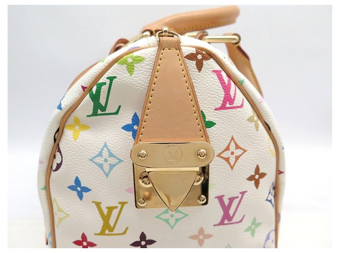 LOUIS VUITTON SPEEDY 30 M92643 HANDTASCHE TOILE MONOGRAM MURAKAMI 2007 Weiß - Ansicht 8