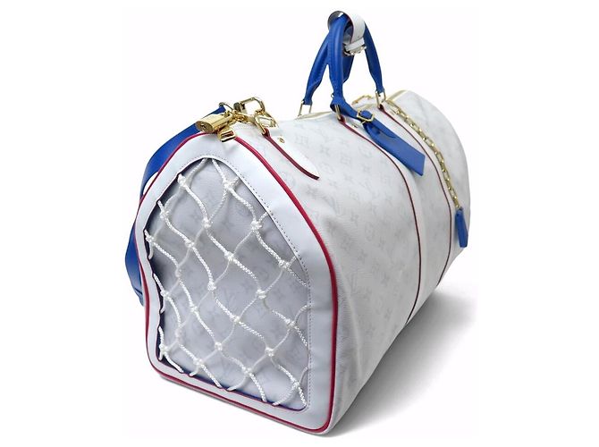 NEUE LOUIS VUITTON X NBA KEEPALL 55 BANDOULIERE M45586 HANDREISETASCHE Grau - Ansicht 3