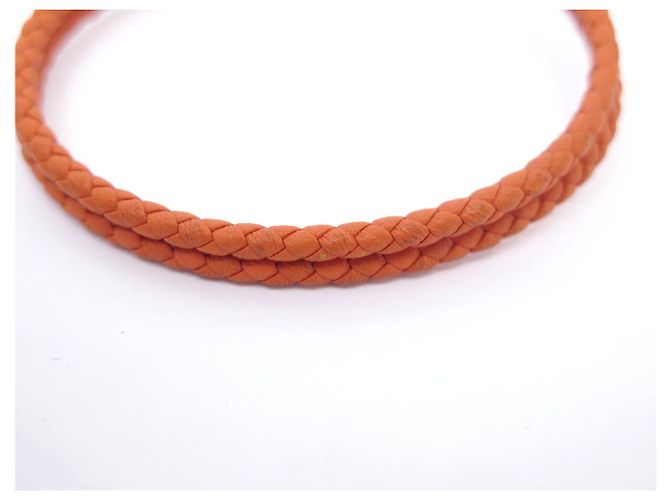 Hermès NEUES HERMES TOURNIS ARMBAND H068406FP PALLADIUM ORANGES FLECHTLEDER BANGLE - Ansicht 12