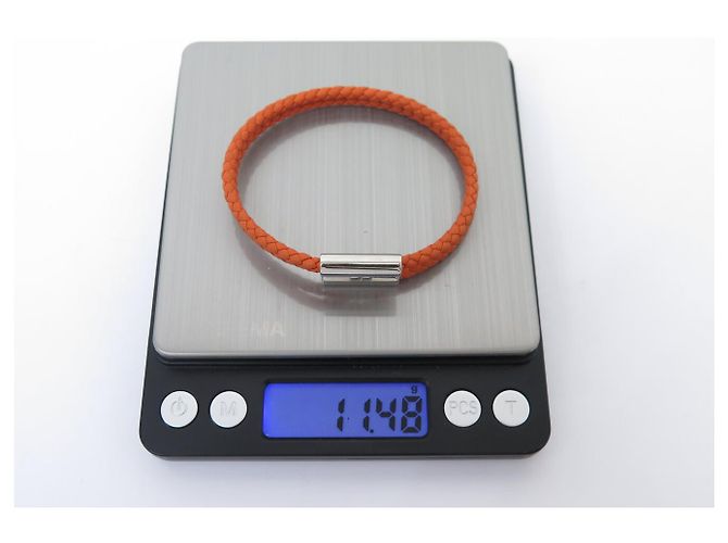 Hermès NEUES HERMES TOURNIS ARMBAND H068406FP PALLADIUM ORANGES FLECHTLEDER BANGLE - Ansicht 6