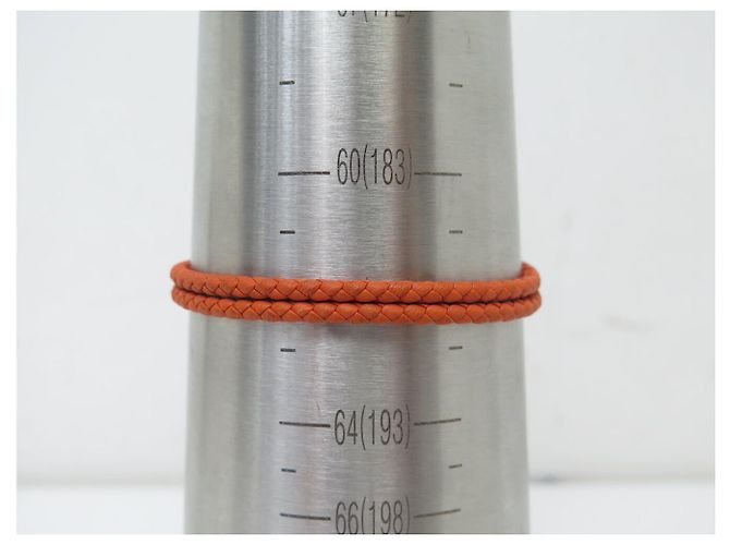 Hermès NEUES HERMES TOURNIS ARMBAND H068406FP PALLADIUM ORANGES FLECHTLEDER BANGLE - Ansicht 7