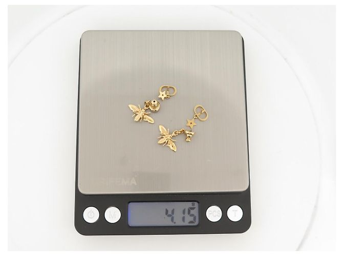 Abeille NEUE DIOR HÄNGENDE OHRRINGE CD LOGO STERN BIENE GOLD OHRRINGE Golden - Ansicht 6