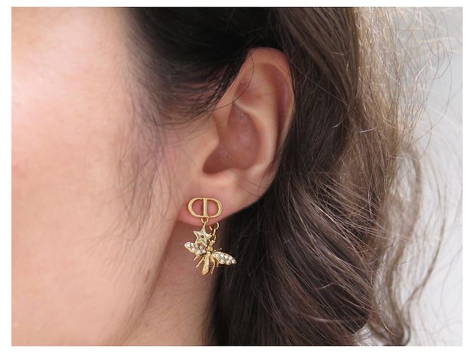 Abeille NEUE DIOR HÄNGENDE OHRRINGE CD LOGO STERN BIENE GOLD OHRRINGE Golden - Ansicht 8