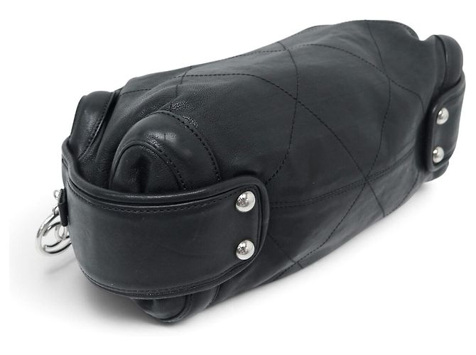 BORSA A MANO CHANEL BOSTON BOWLING IN PELLE GRANA NERA MATELASSÉ LOGO CC BAG Nero - vista 4