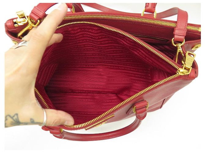 NUOVA BORSA A MANO PRADA GALLERIA GM BN2274 PELLE SAFFIANO ROSSA TRACOLLA Rosso - vista 9