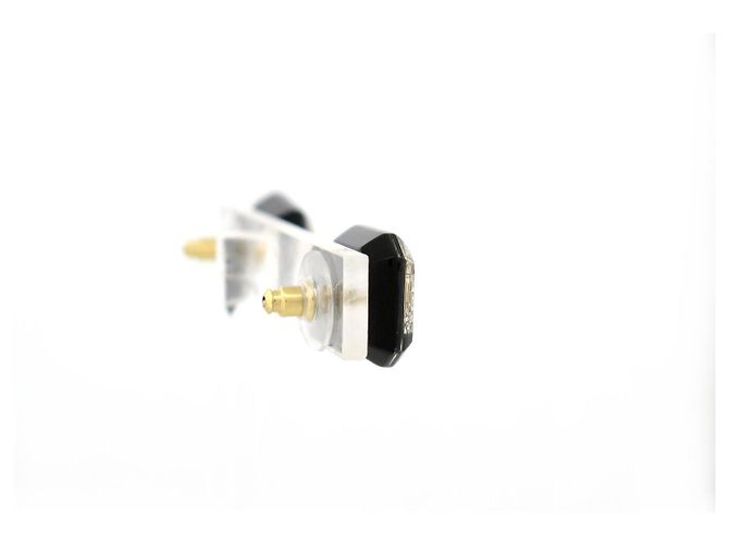 NUEVOS PENDIENTES CHANEL ABB356 DE BOTÓN LOGO CC STRASS + CAJA EARRINGS Negro - vista 4