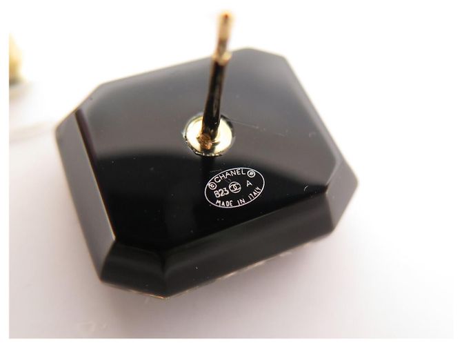 NUEVOS PENDIENTES CHANEL ABB356 DE BOTÓN LOGO CC STRASS + CAJA EARRINGS Negro - vista 6
