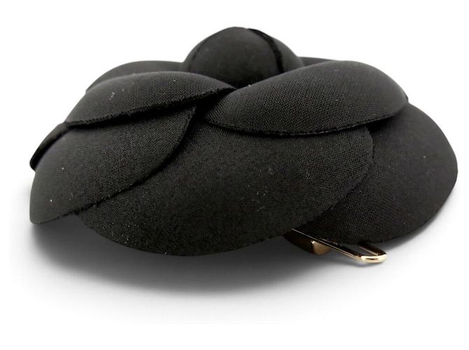 NUOVO FERMAGLIO CHANEL AA9627 FIORE DI CAMELLIA IN SETA NERA + SCATOLA - vista 3