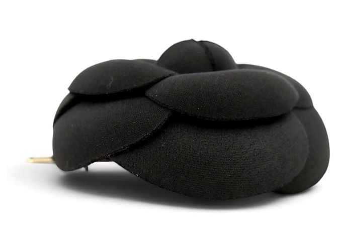 NUOVO FERMAGLIO CHANEL AA9627 FIORE DI CAMELLIA IN SETA NERA + SCATOLA - vista 4