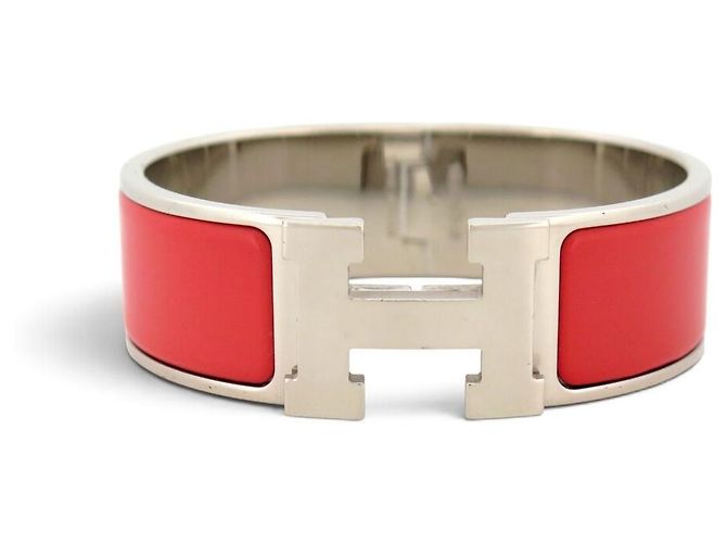 Hermès BRACCIALE HERMES CLIC CLAC H LARGE T17.5 GM IN SMALTO ROSSO CORALLO PALLADIO - vista 2