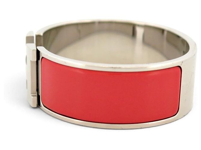Hermès BRACCIALE HERMES CLIC CLAC H LARGE T17.5 GM IN SMALTO ROSSO CORALLO PALLADIO - vista 3