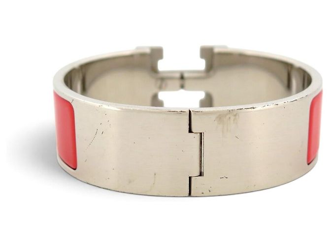 Hermès BRACCIALE HERMES CLIC CLAC H LARGE T17.5 GM IN SMALTO ROSSO CORALLO PALLADIO - vista 4