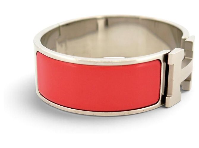 Hermès BRACCIALE HERMES CLIC CLAC H LARGE T17.5 GM IN SMALTO ROSSO CORALLO PALLADIO - vista 5