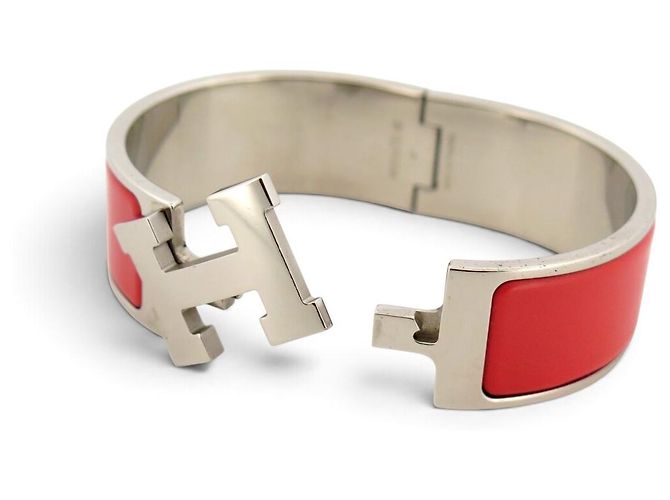 Hermès BRACCIALE HERMES CLIC CLAC H LARGE T17.5 GM IN SMALTO ROSSO CORALLO PALLADIO - vista 6