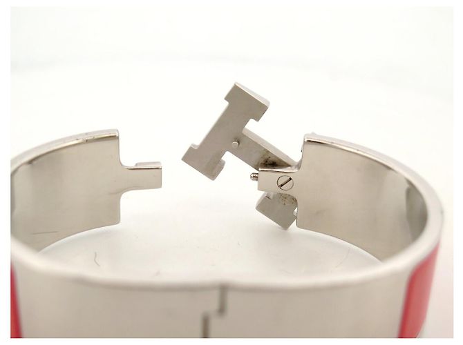Hermès BRACCIALE HERMES CLIC CLAC H LARGE T17.5 GM IN SMALTO ROSSO CORALLO PALLADIO - vista 8
