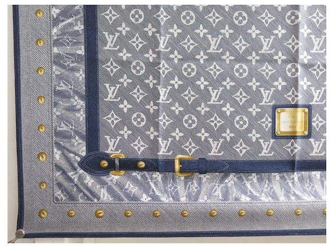 NEUER LOUIS VUITTON CARRE STUDY DENIM MONOGRAM 90 CM SEIDENTUCH BLAU - Ansicht 5