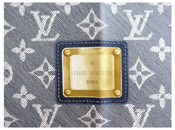 NEUER LOUIS VUITTON CARRE STUDY DENIM MONOGRAM 90 CM SEIDENTUCH BLAU - Ansicht 6