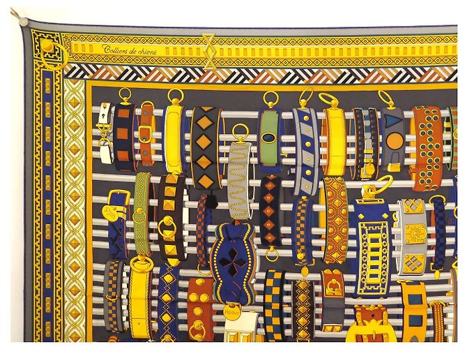 Hermès HERMES COLLIERS DE CHIENS JAMIN SEIDENTUCH CARRE 90 CM + BOX Mehrfarben - Ansicht 2