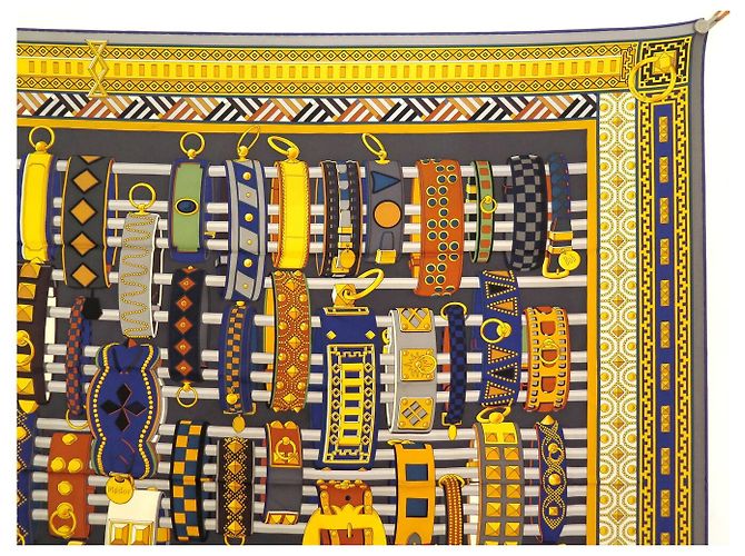 Hermès HERMES COLLIERS DE CHIENS JAMIN SEIDENTUCH CARRE 90 CM + BOX Mehrfarben - Ansicht 3