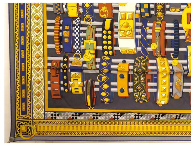 Hermès HERMES COLLIERS DE CHIENS JAMIN SEIDENTUCH CARRE 90 CM + BOX Mehrfarben - Ansicht 4
