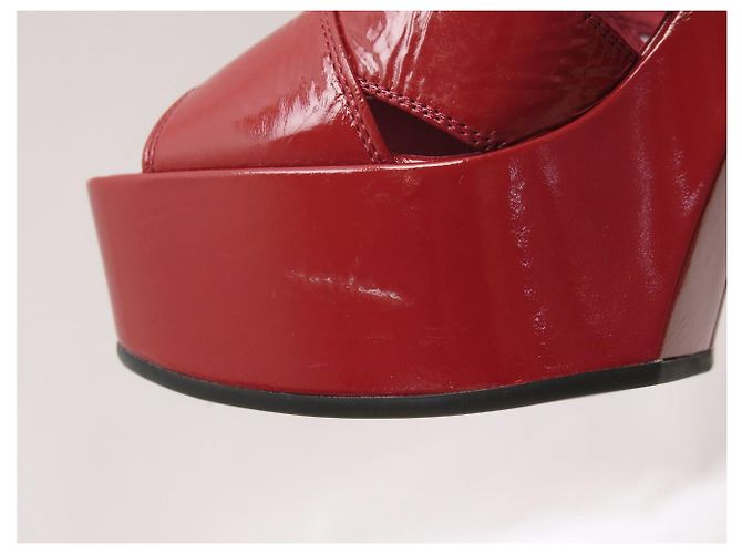 NEU CHANEL SCHUHE ROTES LACKLEDER ABSATZSANDALEN 38.5 BOX SHOE - Ansicht 12