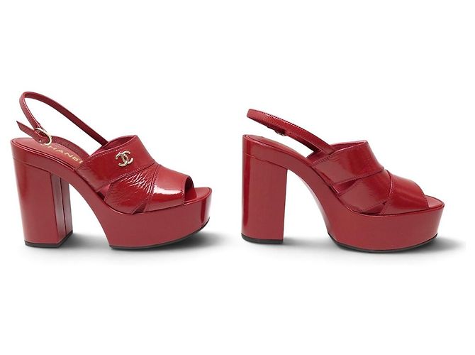 NEU CHANEL SCHUHE ROTES LACKLEDER ABSATZSANDALEN 38.5 BOX SHOE - Ansicht 3