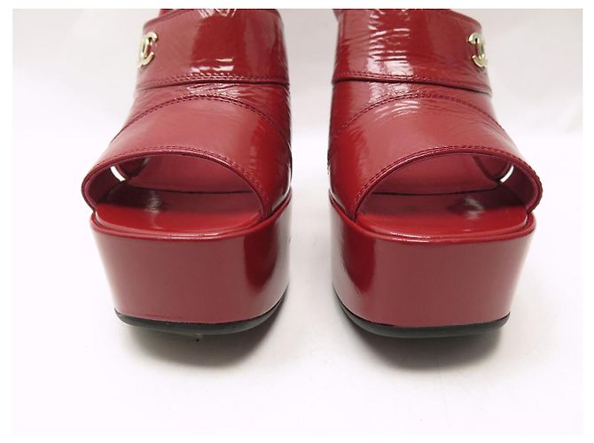 NEU CHANEL SCHUHE ROTES LACKLEDER ABSATZSANDALEN 38.5 BOX SHOE - Ansicht 4