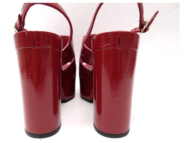 NEU CHANEL SCHUHE ROTES LACKLEDER ABSATZSANDALEN 38.5 BOX SHOE - Ansicht 5