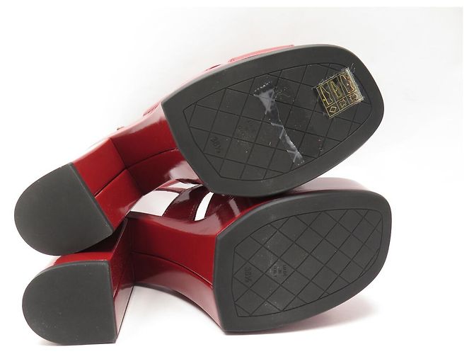 NEU CHANEL SCHUHE ROTES LACKLEDER ABSATZSANDALEN 38.5 BOX SHOE - Ansicht 6