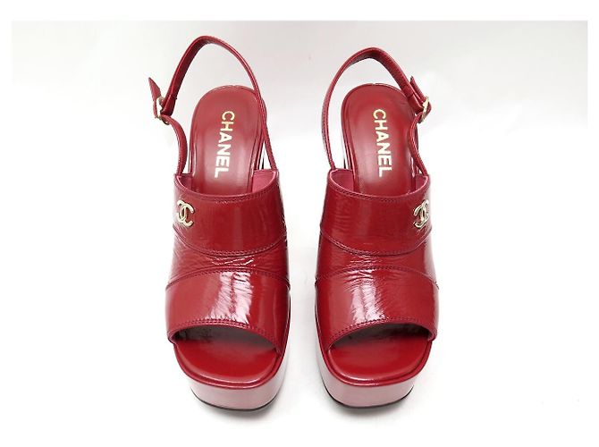 NEU CHANEL SCHUHE ROTES LACKLEDER ABSATZSANDALEN 38.5 BOX SHOE - Ansicht 8