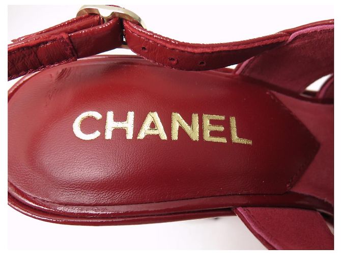 NEU CHANEL SCHUHE ROTES LACKLEDER ABSATZSANDALEN 38.5 BOX SHOE - Ansicht 9