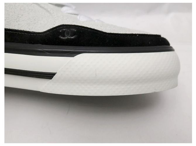 NEUE CHANEL SNEAKERS G45208 LOW TOP LOGO CC WEIß & SCHWARZ WILDLEDER 40 SNEAKERS - Ansicht 16