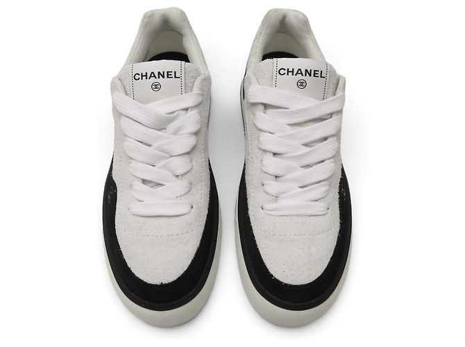 NEUE CHANEL SNEAKERS G45208 LOW TOP LOGO CC WEIß & SCHWARZ WILDLEDER 40 SNEAKERS - Ansicht 4