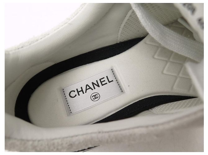 NEUE CHANEL SNEAKERS G45208 LOW TOP LOGO CC WEIß & SCHWARZ WILDLEDER 40 SNEAKERS - Ansicht 7