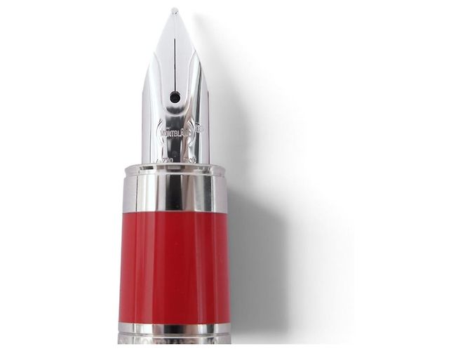 PENNA STILO MONTBLANC M RED SIGNATURE 11362 ACCIAIO SPAZZOLATO NUOVA Argento - vista 2