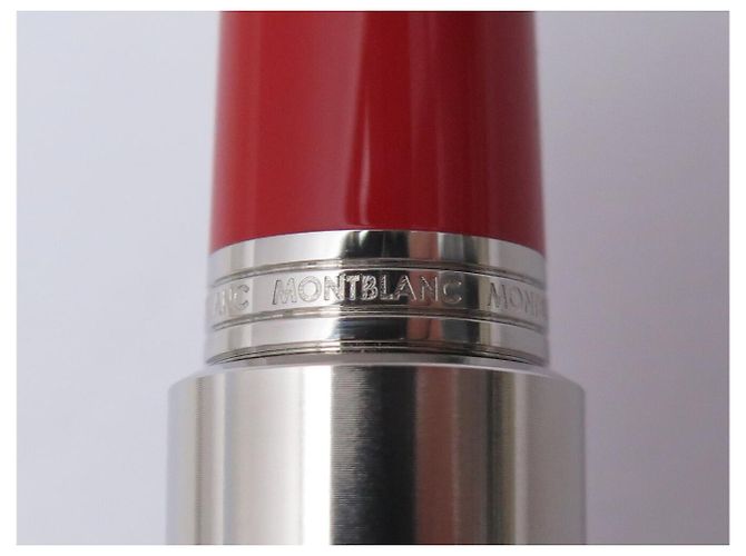 PENNA STILO MONTBLANC M RED SIGNATURE 11362 ACCIAIO SPAZZOLATO NUOVA Argento - vista 6