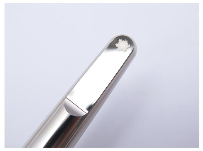 PENNA STILO MONTBLANC M RED SIGNATURE 11362 ACCIAIO SPAZZOLATO NUOVA Argento - vista 7