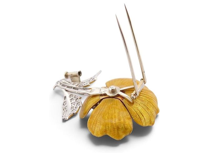 VINTAGE BROCHE BOUCHERON EGLANTINE 18K GOLD PLATIN 23.1GR DIAMANTEN 1.6CT Golden - Ansicht 4