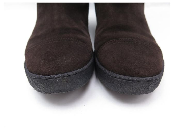 CHANEL CC LOGO SHEARLING BOOTS AUS UMGEKEHRTEM SCHAFLEDER 39 Braun - Ansicht 4