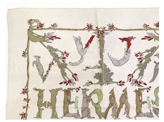 Hermès NEU VINTAGE HERMES ALPHABET III ANNIE FAIVRE CARRE 70 SEIDENTUCHEL - Ansicht 2