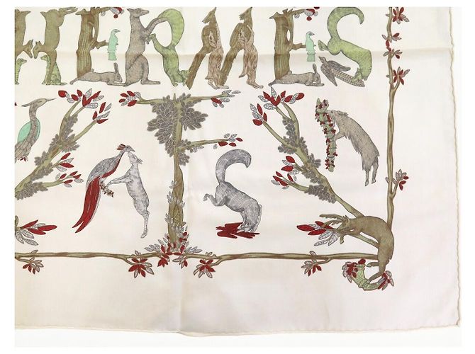 Hermès NEU VINTAGE HERMES ALPHABET III ANNIE FAIVRE CARRE 70 SEIDENTUCHEL - Ansicht 4