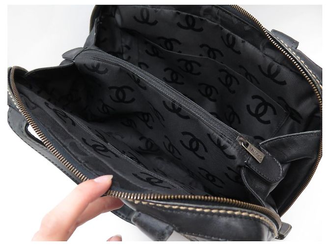 CHANEL WILD STICHING STEPPENLEDER SCHULTERTASCHE SCHWARZ - Ansicht 16