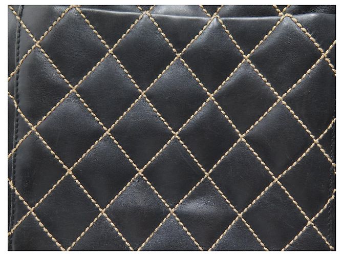 CHANEL WILD STICHING STEPPENLEDER SCHULTERTASCHE SCHWARZ - Ansicht 18