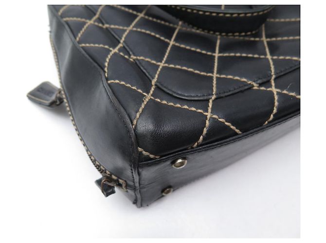 CHANEL WILD STICHING STEPPENLEDER SCHULTERTASCHE SCHWARZ - Ansicht 19