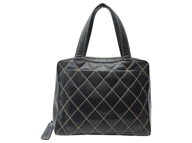 CHANEL WILD STICHING STEPPENLEDER SCHULTERTASCHE SCHWARZ - Ansicht 2