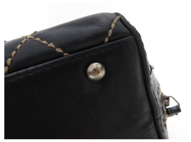 CHANEL WILD STICHING STEPPENLEDER SCHULTERTASCHE SCHWARZ - Ansicht 20