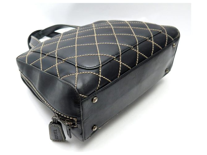 CHANEL WILD STICHING STEPPENLEDER SCHULTERTASCHE SCHWARZ - Ansicht 5