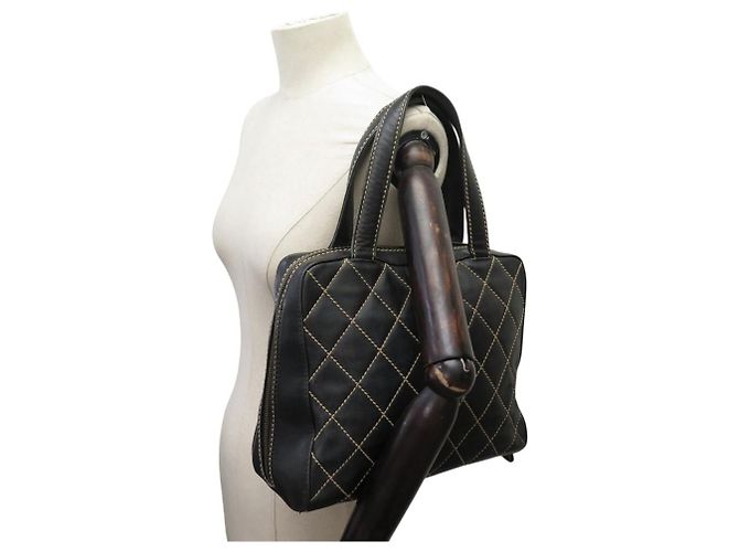 CHANEL WILD STICHING STEPPENLEDER SCHULTERTASCHE SCHWARZ - Ansicht 6