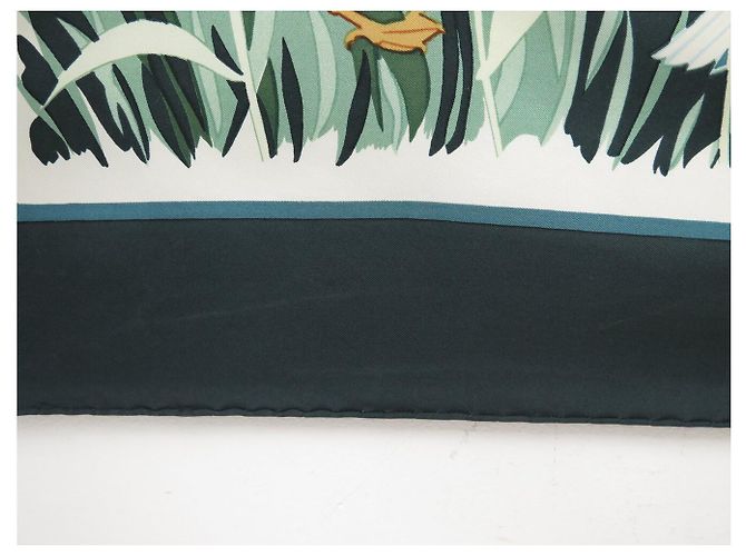 Hermès VINTAGE HERMES COLS VERTS TUCH 1. EDITION CARRE 90 AUS GRÜNER SEIDE - Ansicht 8