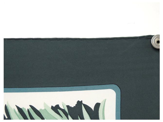 Hermès VINTAGE HERMES COLS VERTS TUCH 1. EDITION CARRE 90 AUS GRÜNER SEIDE - Ansicht 9
